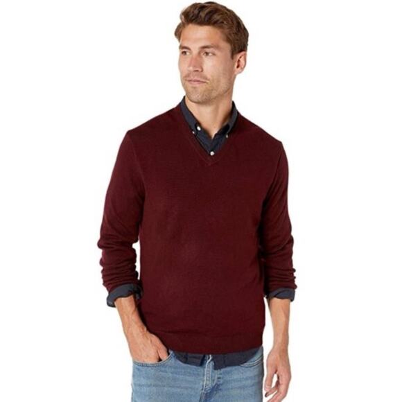 J.Crew Xinao Merino Wool V-Neck Sweater Dark Burgundy Lightweight Men's L - Picture 1 of 7